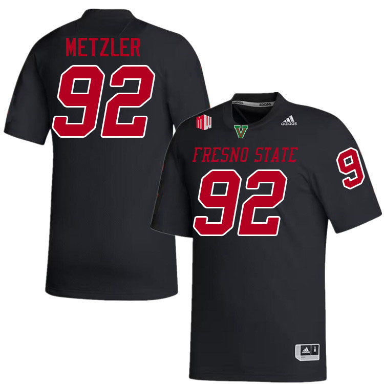 Fresno State Bulldogs #92 Jack Metzler College Football Jerseys Stitched-Black